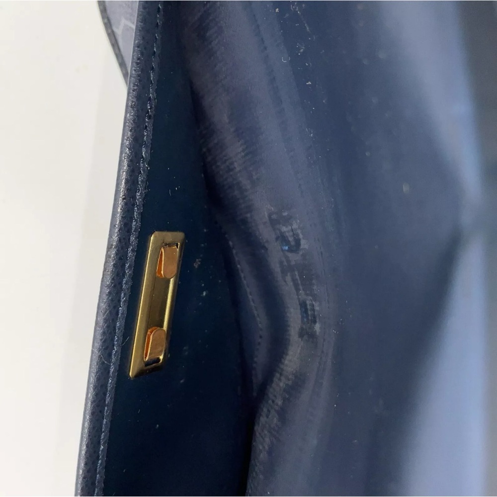 Authentic Christian Dior Leather Navy Chain Shoulder Bag - Picture 15 of 16